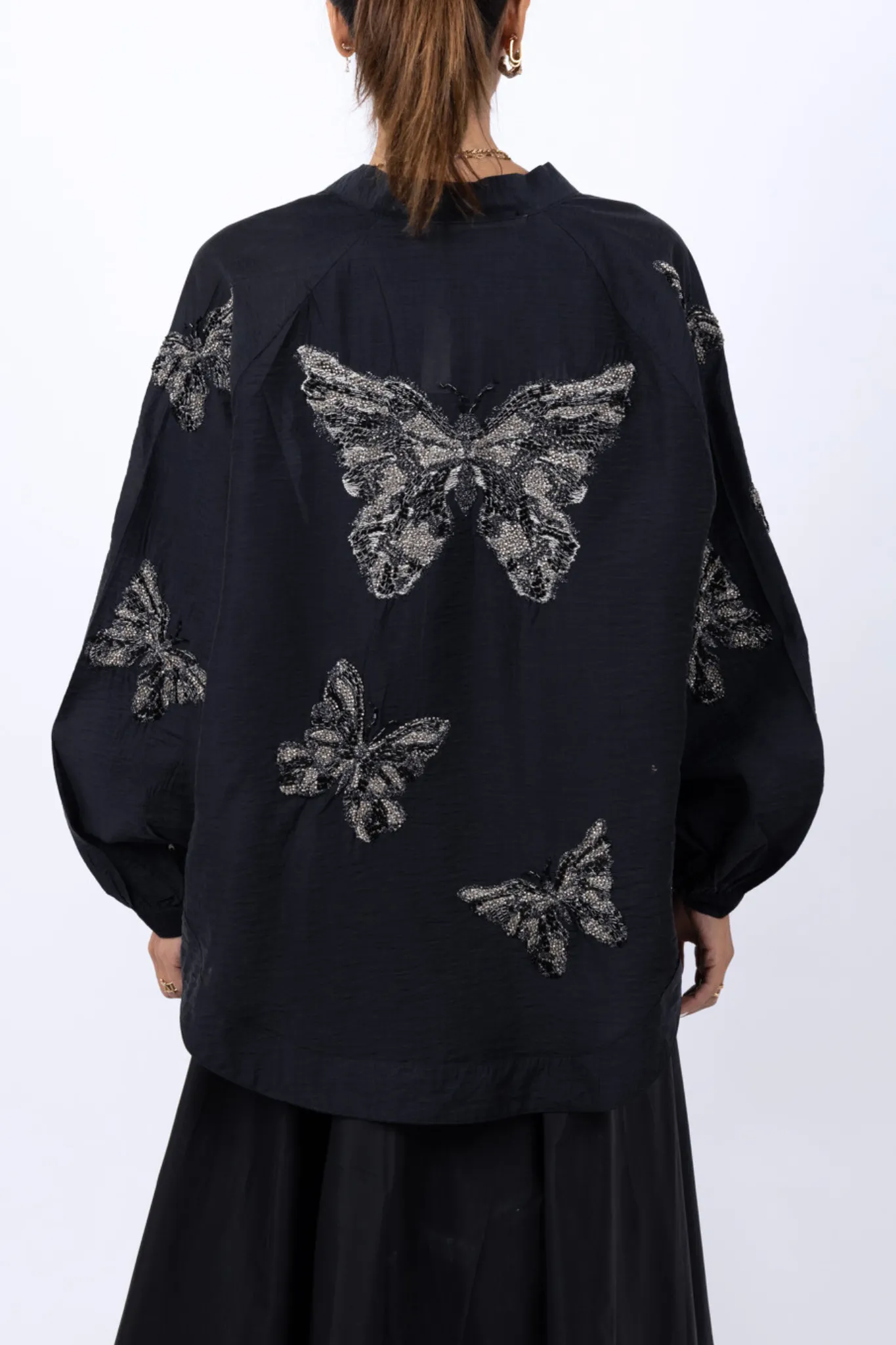 Butterfly Embroidered Back Shirt