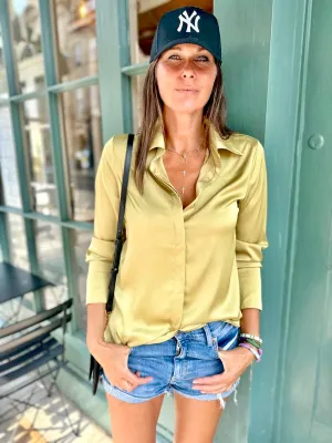 Camille Satin Shirt Citrine