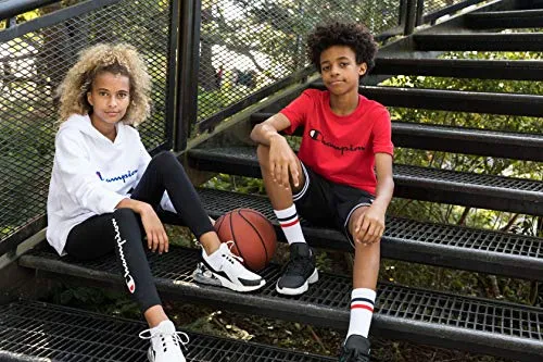 Champion Kids Clothes Boys Performance Big Logo Tech Athletic Tee Shirt (Small, Scarlet)