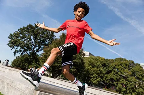 Champion Kids Clothes Boys Performance Big Logo Tech Athletic Tee Shirt (Small, Scarlet)