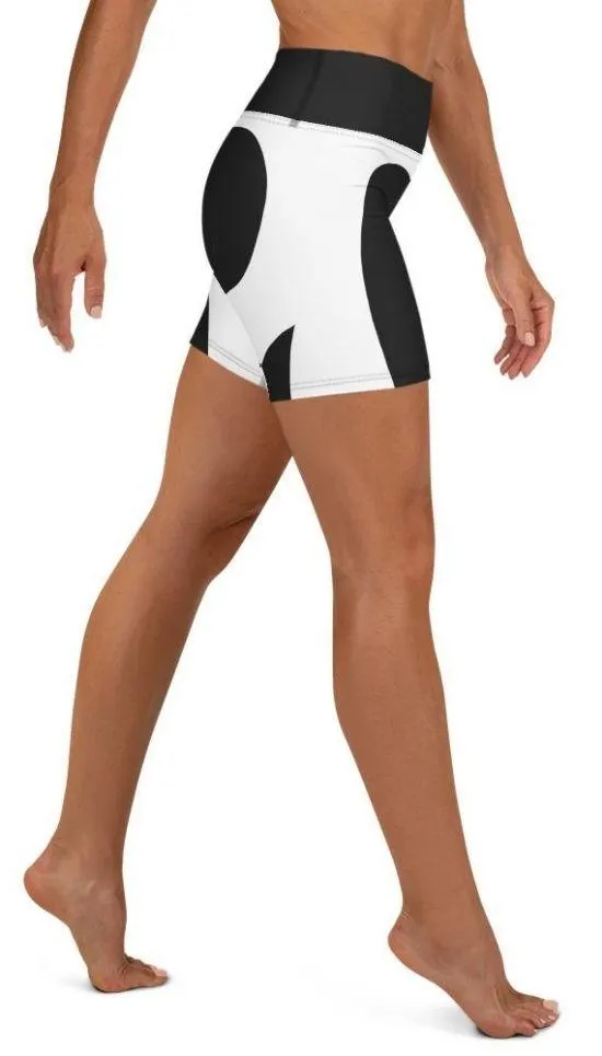 Charcoal Black & White Heart Shaped Yoga Shorts