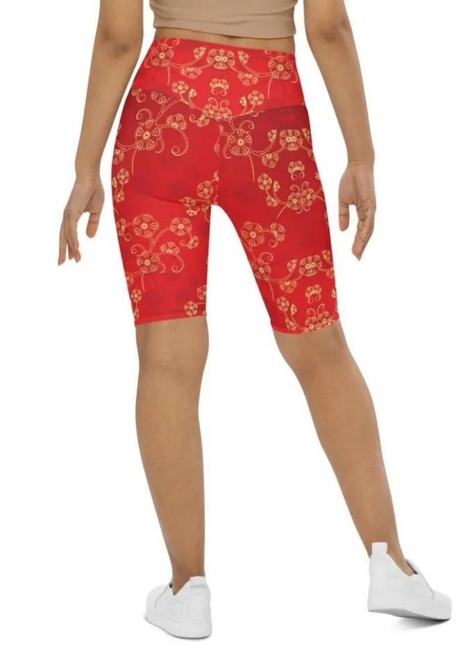 Chinese Inspired Pattern Biker Shorts