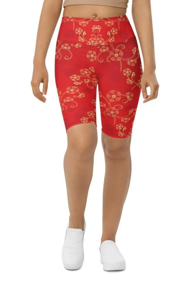 Chinese Inspired Pattern Biker Shorts