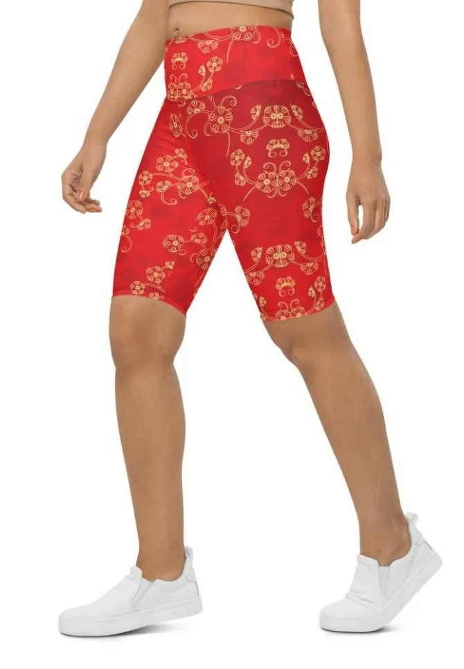 Chinese Inspired Pattern Biker Shorts