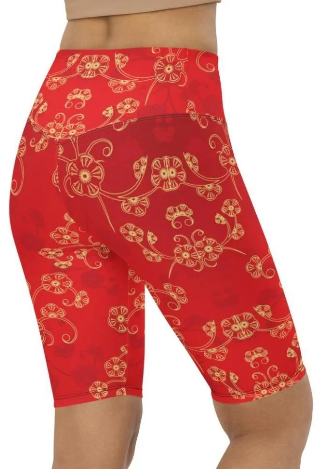 Chinese Inspired Pattern Biker Shorts