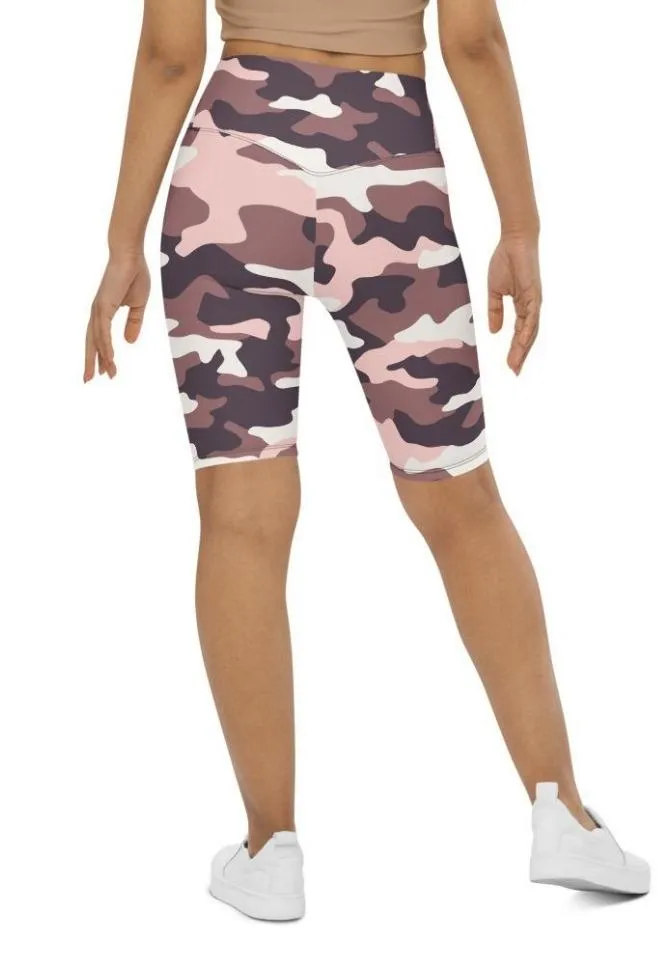Chocolate Brown Camo Biker Shorts