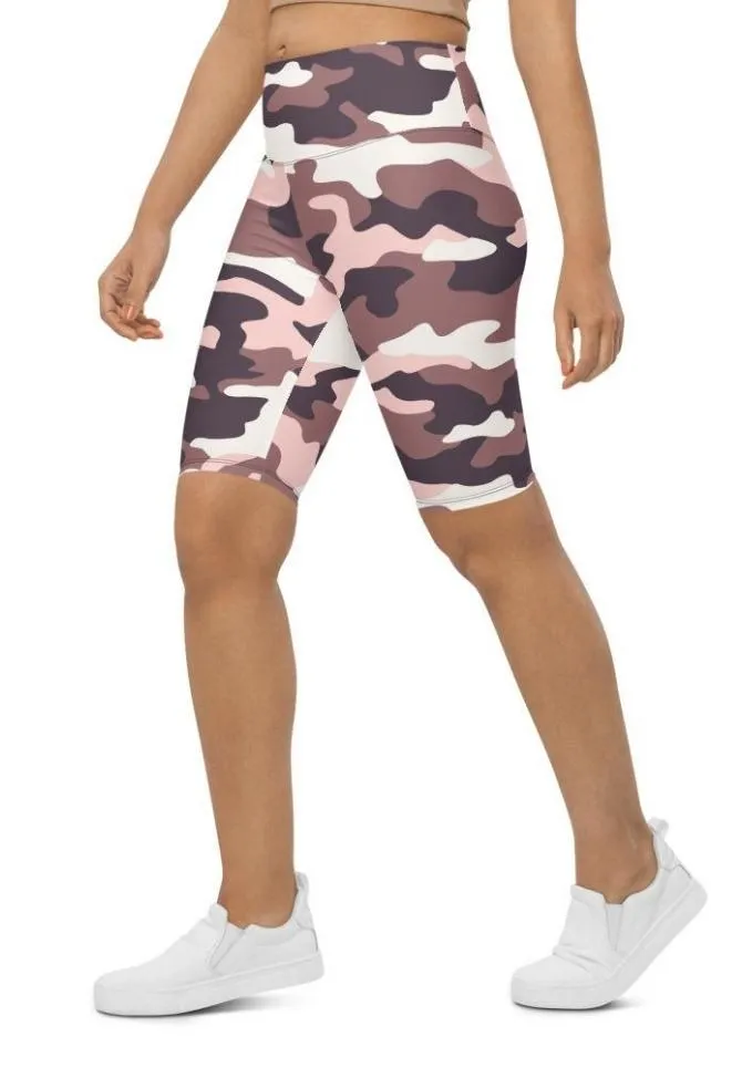 Chocolate Brown Camo Biker Shorts