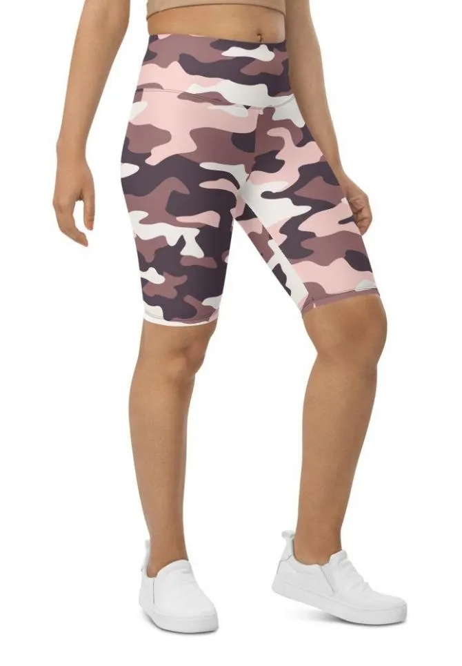 Chocolate Brown Camo Biker Shorts