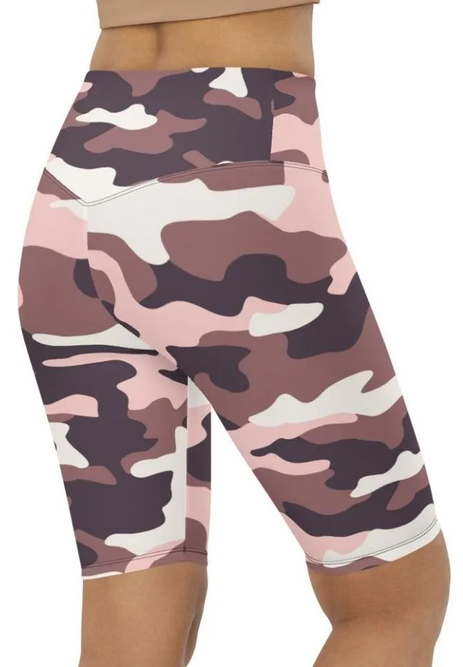 Chocolate Brown Camo Biker Shorts