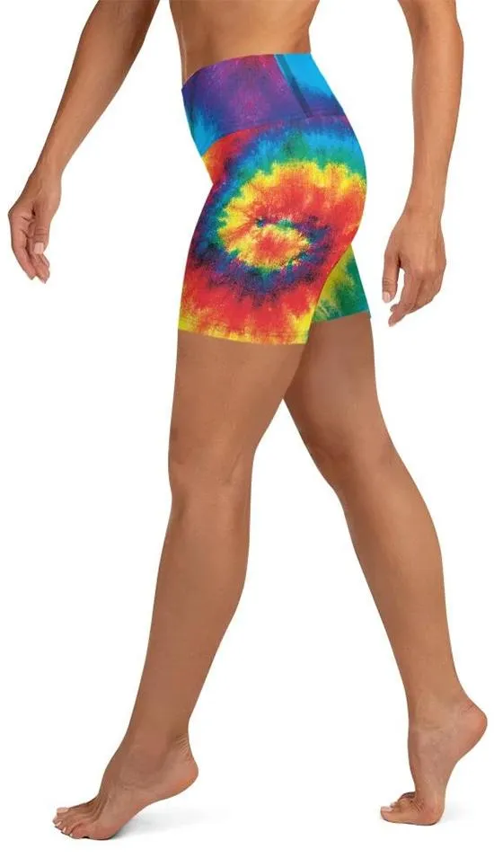 Colorful Supernova Tie Dye Yoga Shorts
