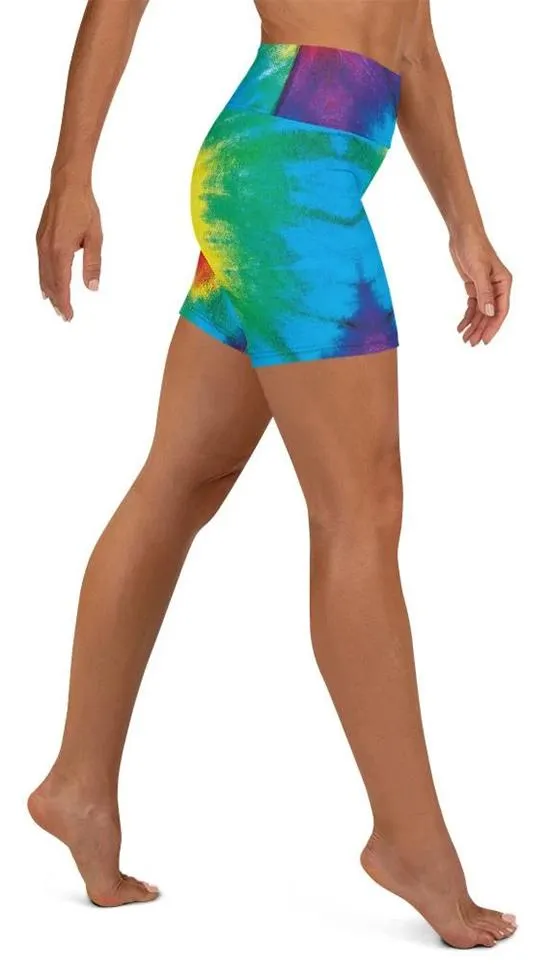 Colorful Supernova Tie Dye Yoga Shorts