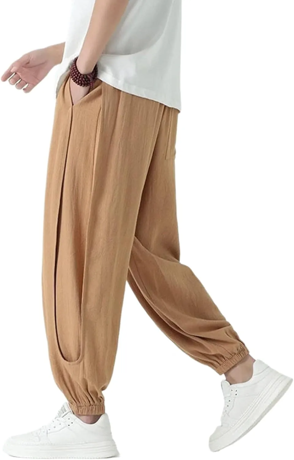 Cotton Linen Pants Summer Chinese Style Casual Mens Trousers Male Oversize Harem Pants