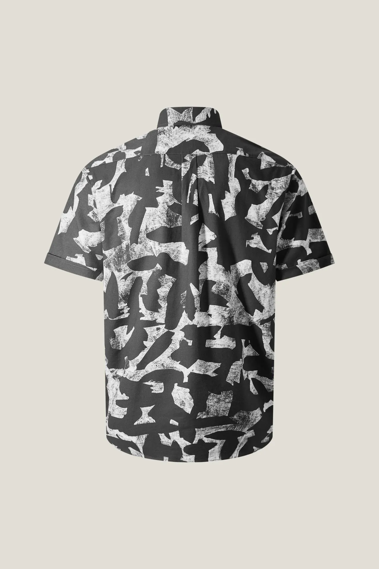 Cotton Oxford Ink Scatter Digital Print Comfort Fit Short Sleeve Casual Shirt