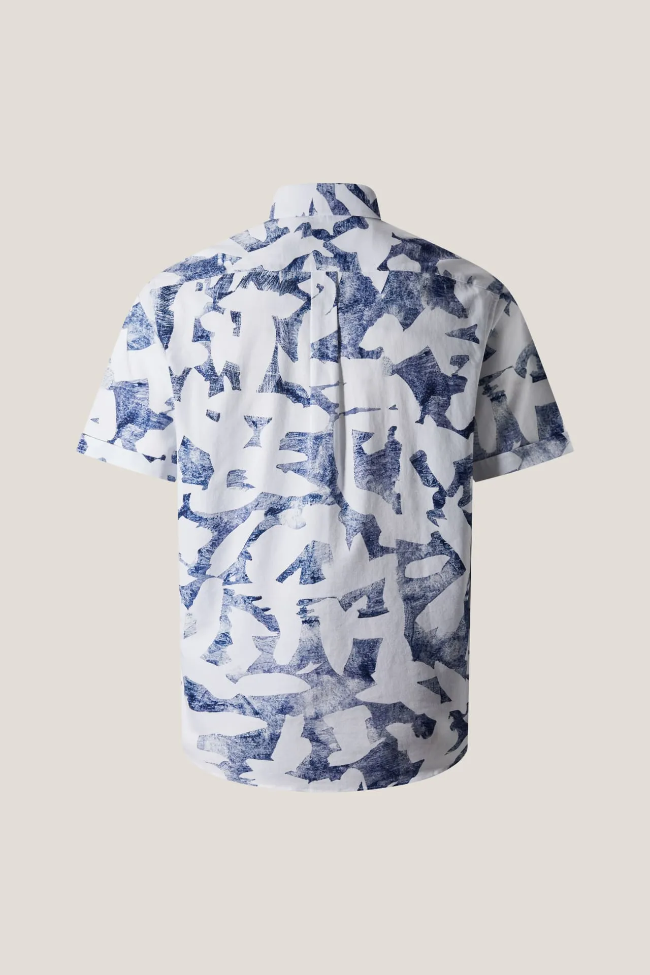 Cotton Oxford Ink Scatter Digital Print Comfort Fit Short Sleeve Casual Shirt