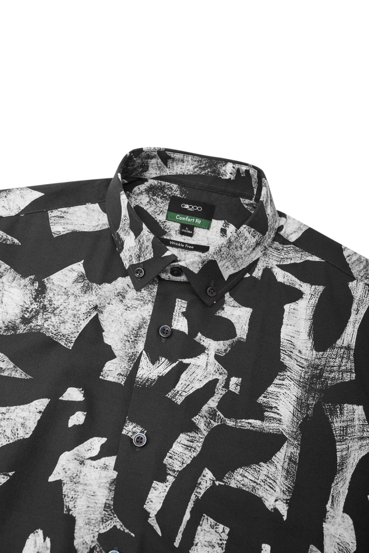 Cotton Oxford Ink Scatter Digital Print Comfort Fit Short Sleeve Casual Shirt