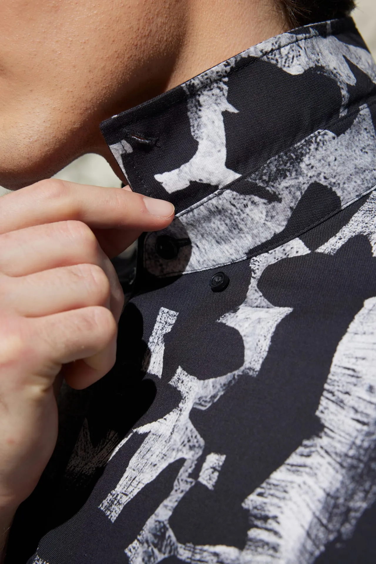 Cotton Oxford Ink Scatter Digital Print Comfort Fit Short Sleeve Casual Shirt