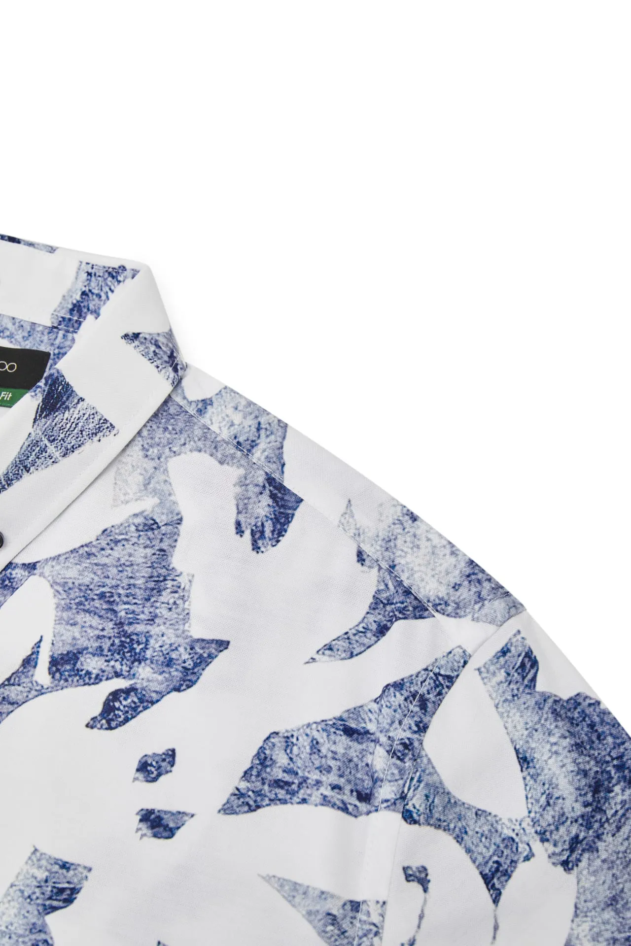 Cotton Oxford Ink Scatter Digital Print Comfort Fit Short Sleeve Casual Shirt