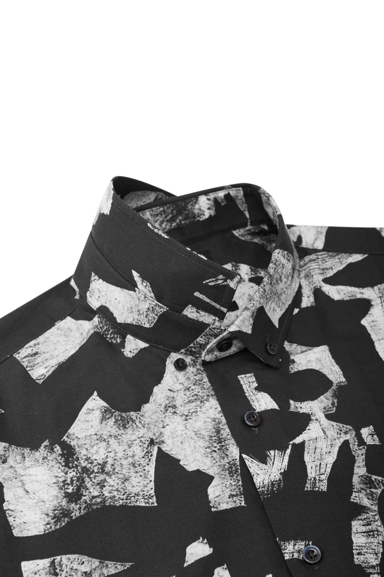 Cotton Oxford Ink Scatter Digital Print Comfort Fit Short Sleeve Casual Shirt