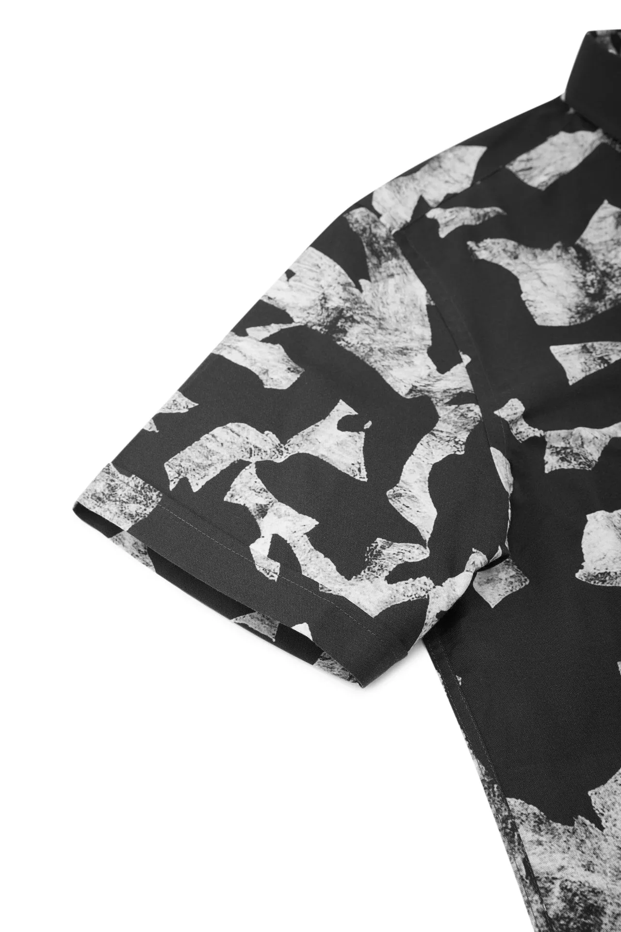 Cotton Oxford Ink Scatter Digital Print Comfort Fit Short Sleeve Casual Shirt