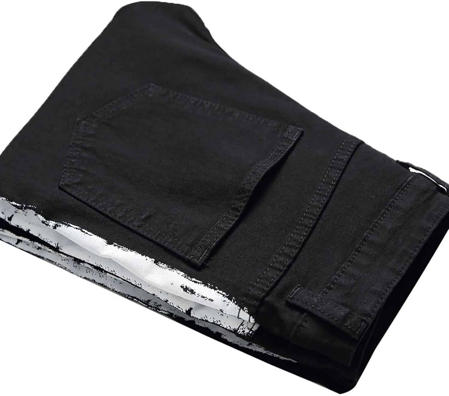 Cotton Straight Ripped Jeans for Men 2023 Fashion Slim Stretch Buckle Zipper Solid Denim Trousers Skinny-Fit Pant