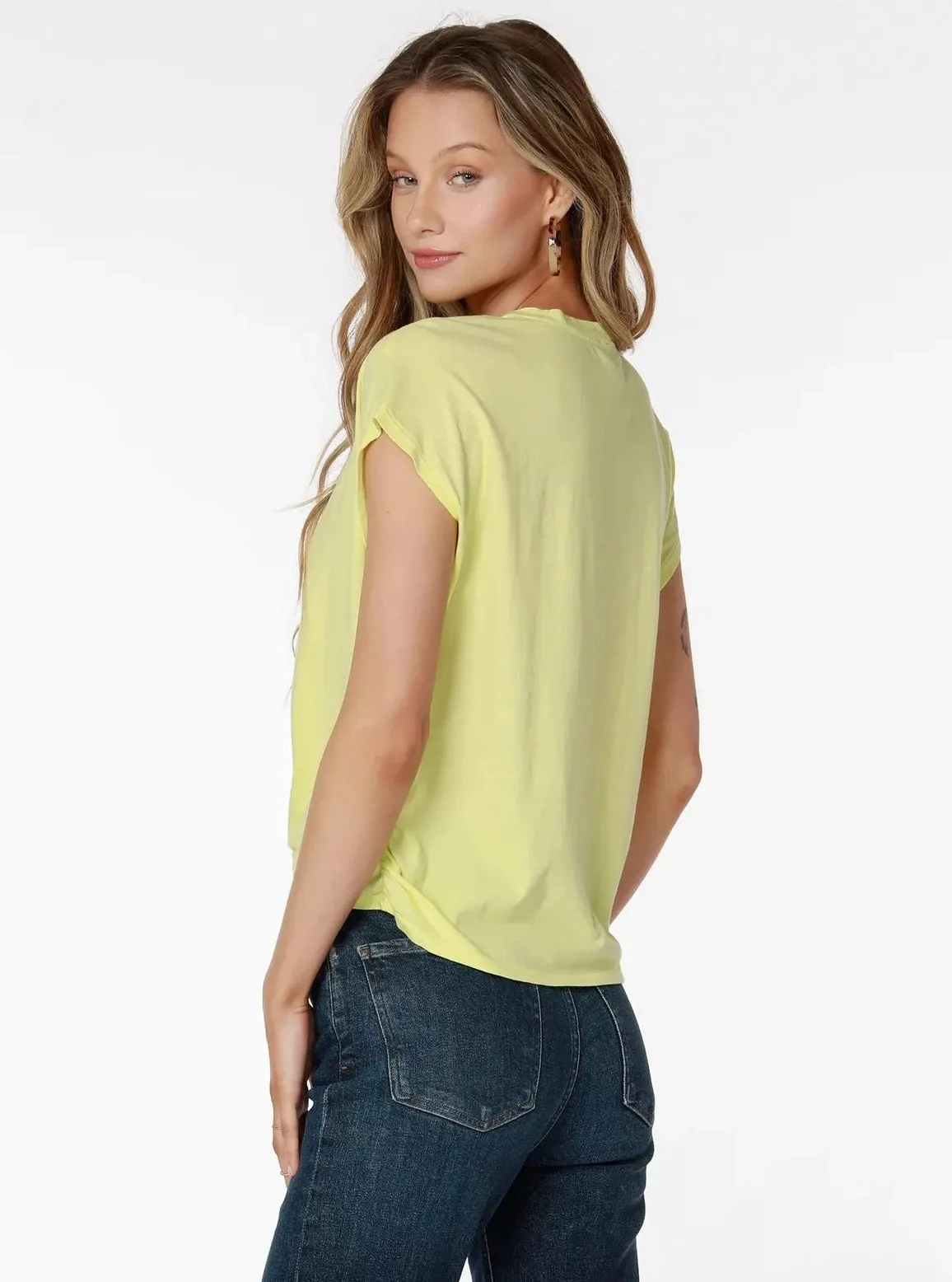 Crewneck Cap Sleeve Top [Canary-57C-61035]