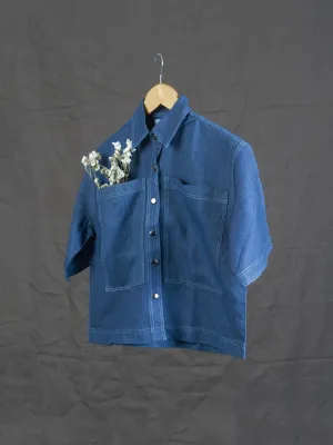 Cropped Denim Pocket Shirt