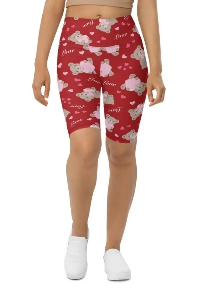 Cute Teddy Bear Biker Shorts