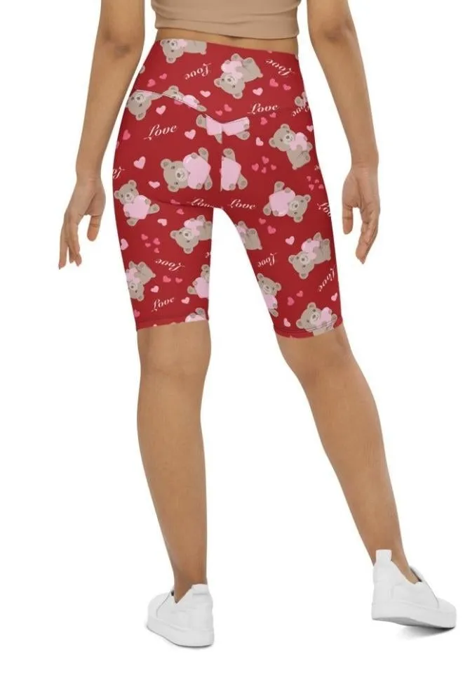 Cute Teddy Bear Biker Shorts