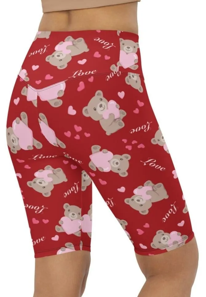 Cute Teddy Bear Biker Shorts