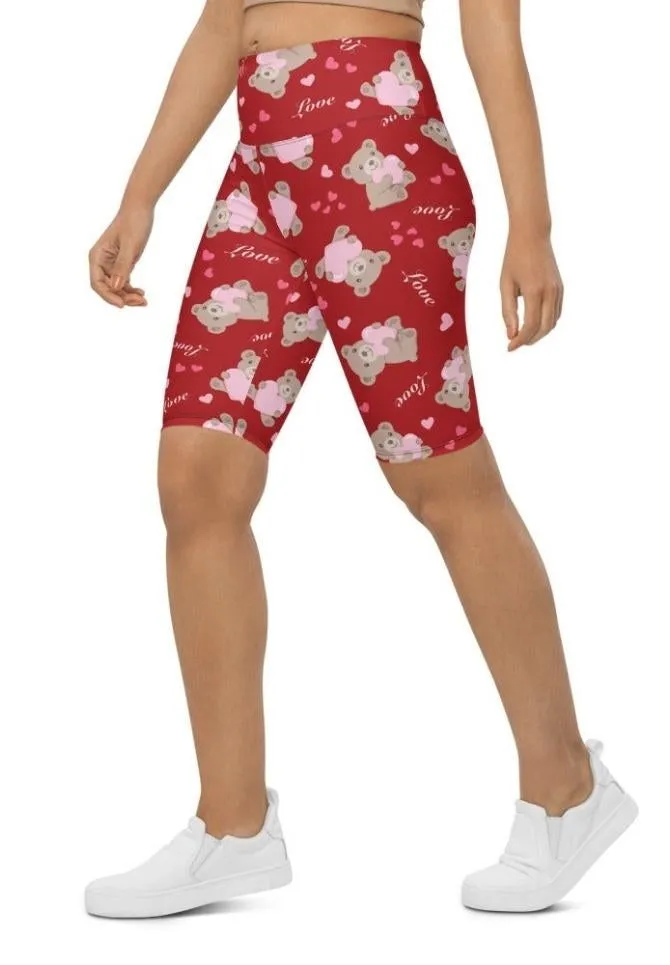 Cute Teddy Bear Biker Shorts