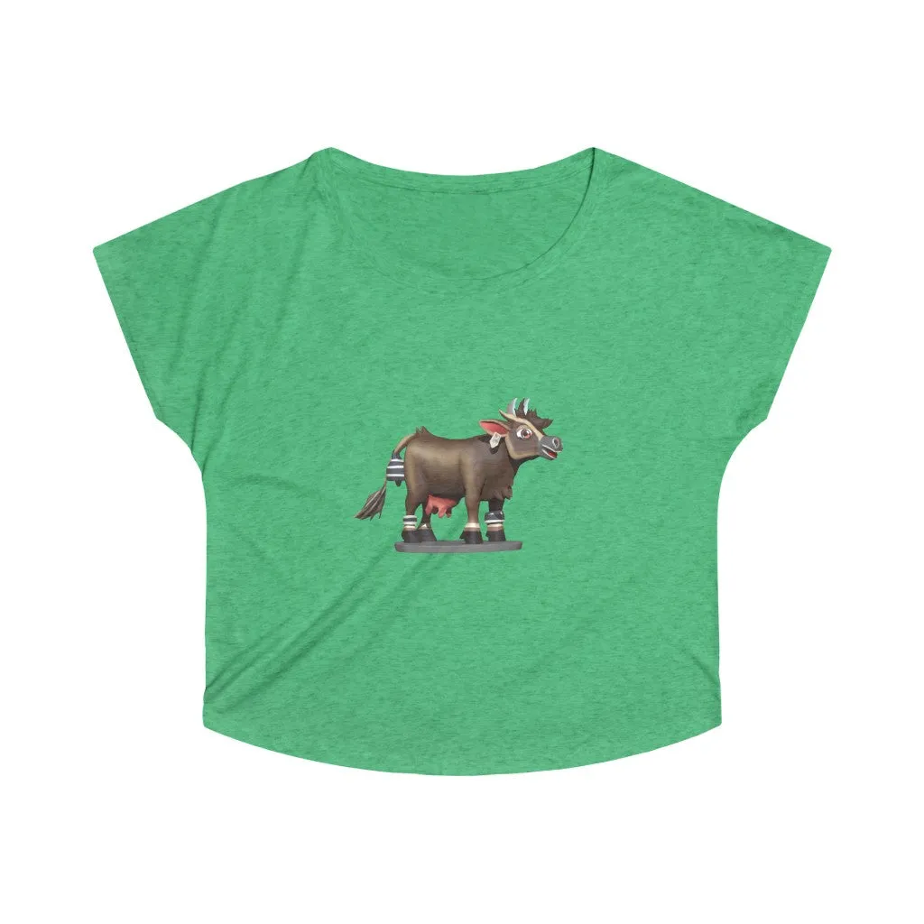 Dark Brown Cow Women's Tri-Blend Dolman