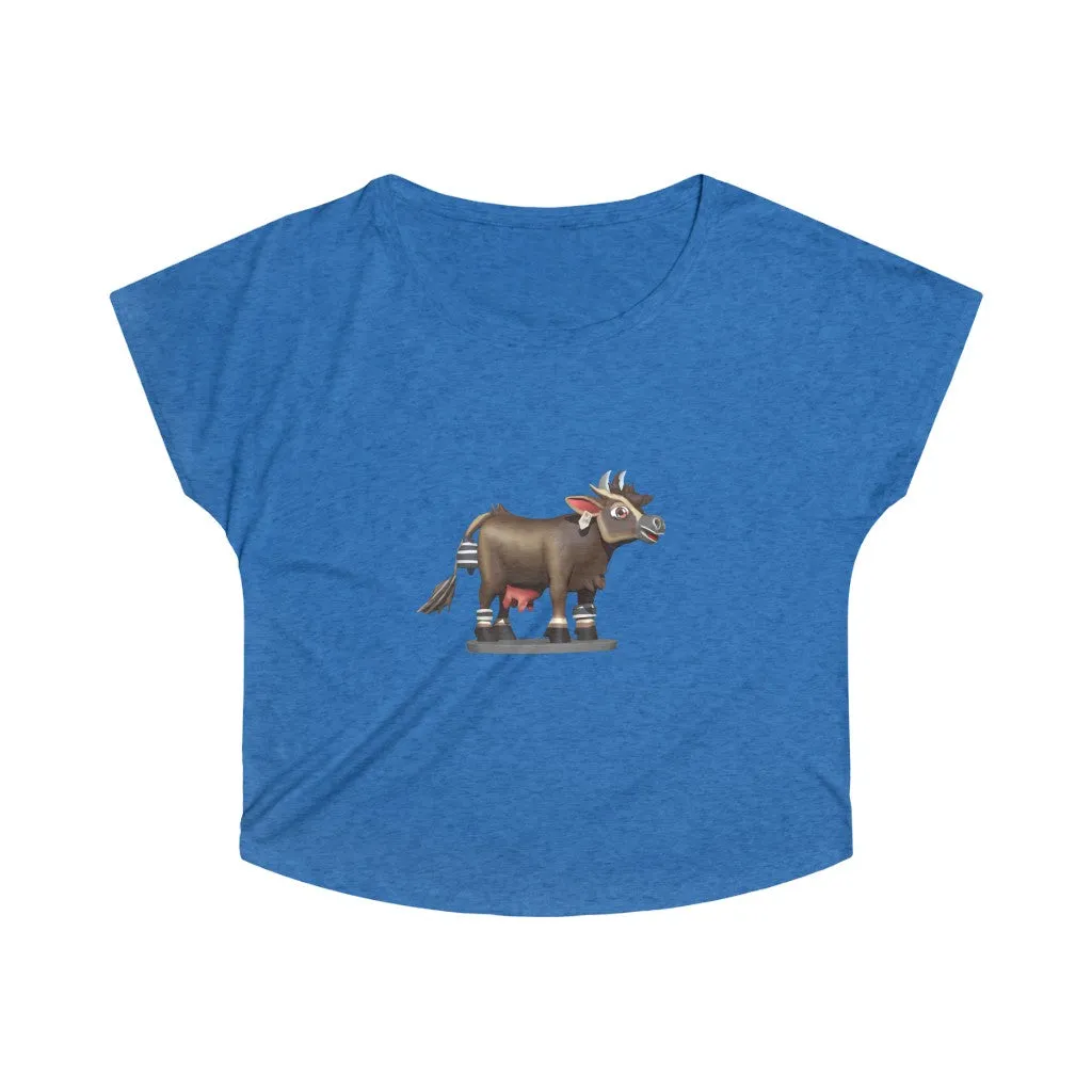 Dark Brown Cow Women's Tri-Blend Dolman