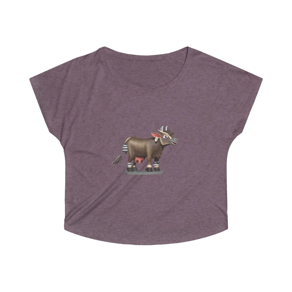 Dark Brown Cow Women's Tri-Blend Dolman