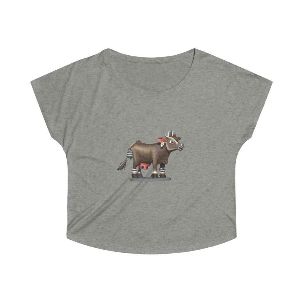 Dark Brown Cow Women's Tri-Blend Dolman
