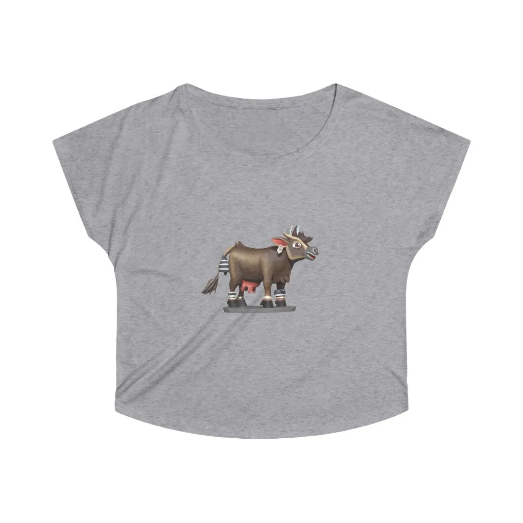 Dark Brown Cow Women's Tri-Blend Dolman