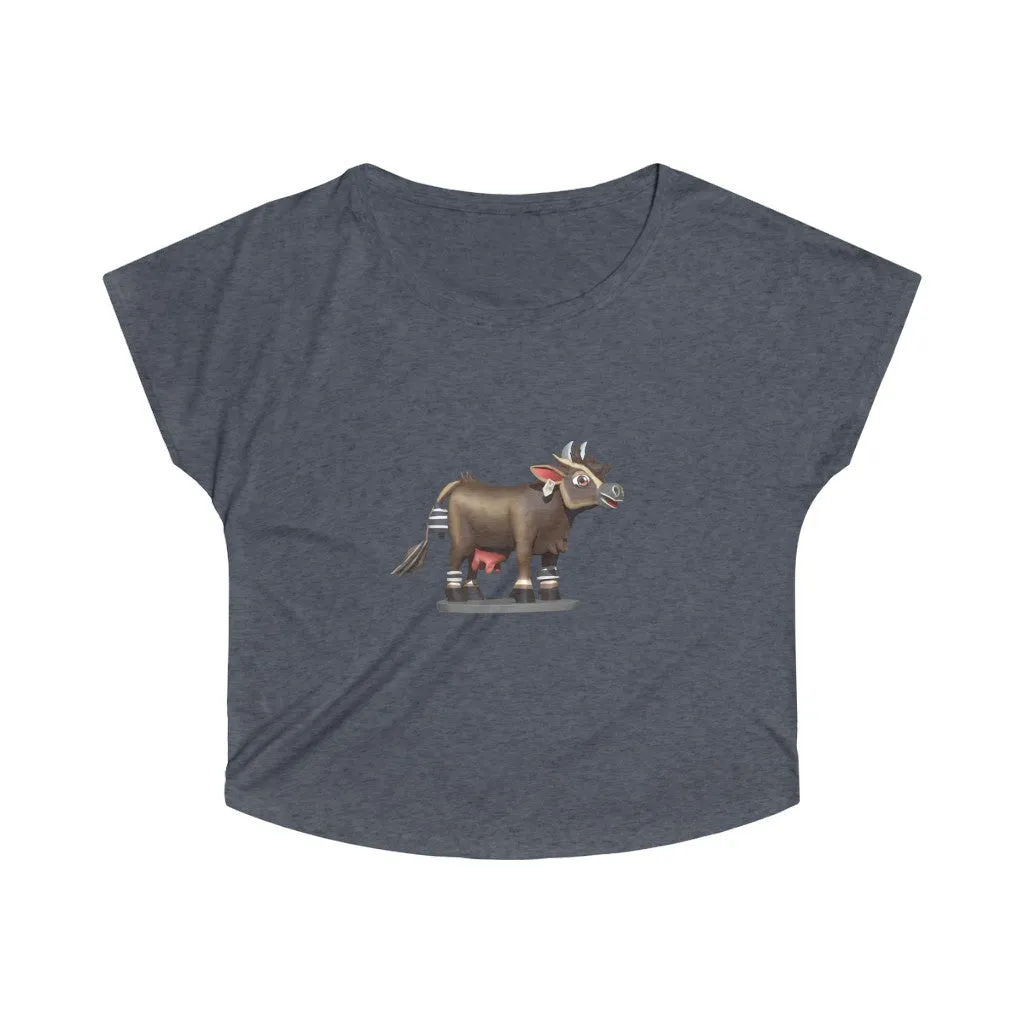 Dark Brown Cow Women's Tri-Blend Dolman