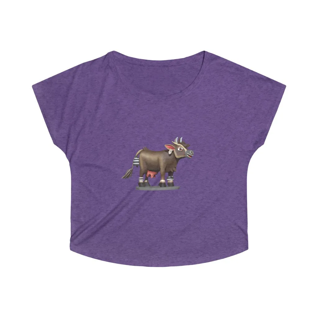 Dark Brown Cow Women's Tri-Blend Dolman