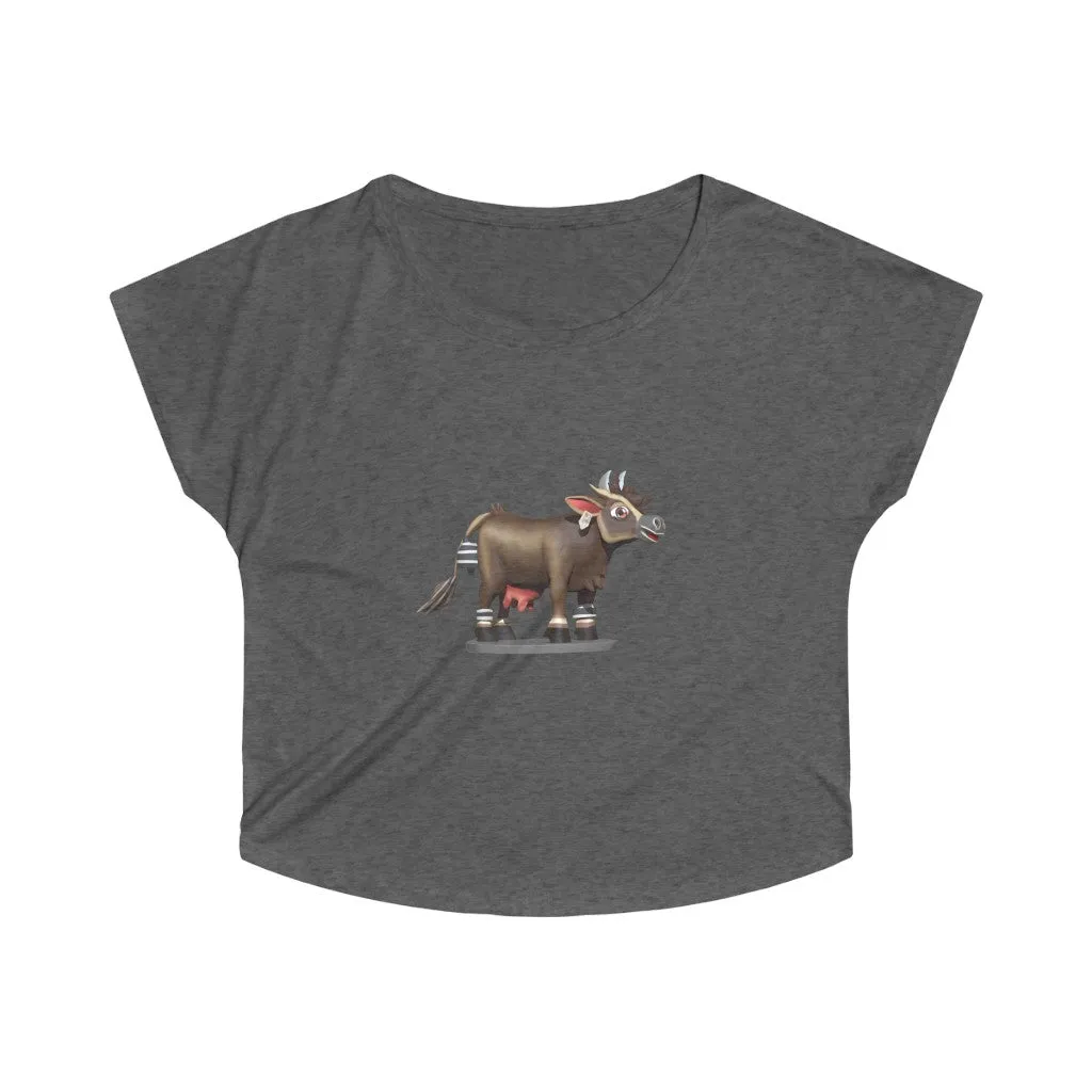Dark Brown Cow Women's Tri-Blend Dolman