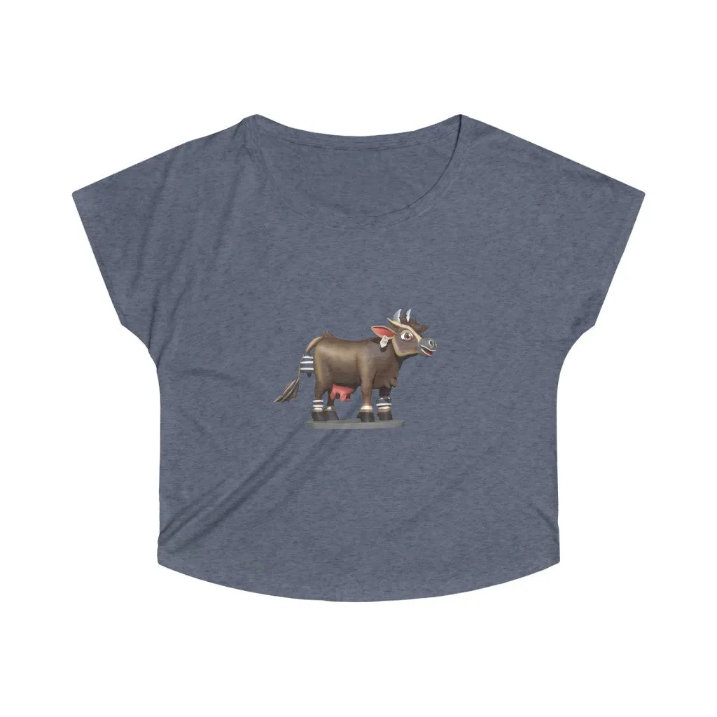 Dark Brown Cow Women's Tri-Blend Dolman