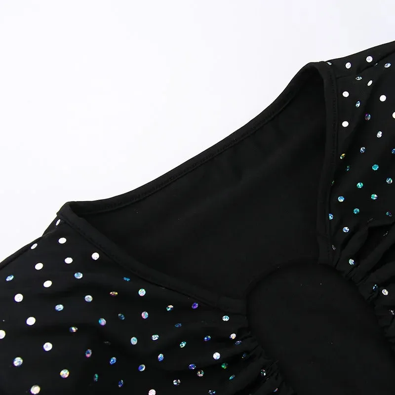 Deep-neck Long Sleeve Dress