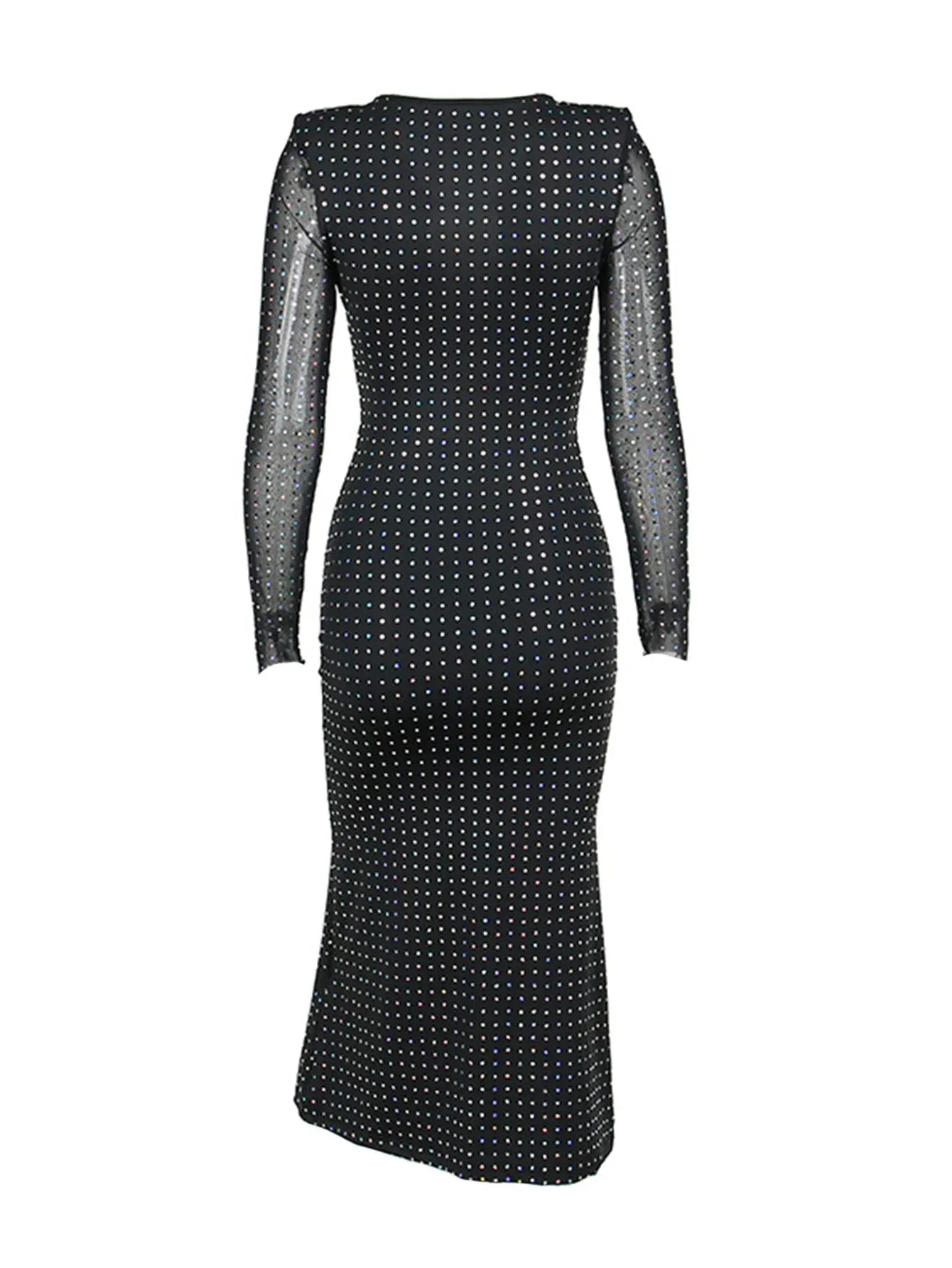 Deep-neck Long Sleeve Dress