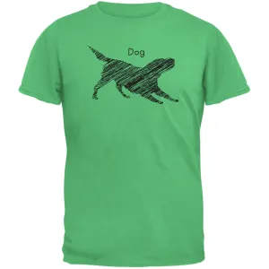 Dog Scribble Drawing Irish Green Adult T-Shirt