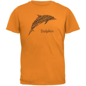 Dolphin Scribble Drawing Orange Youth T-Shirt