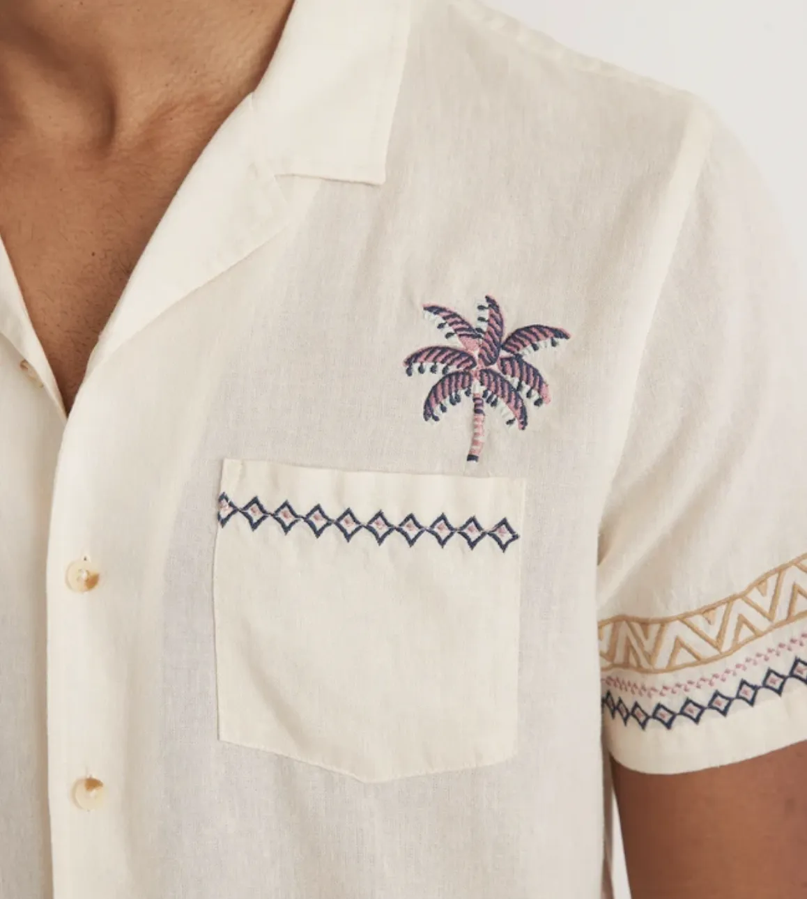 Embroidered Resort Shirt - Cream