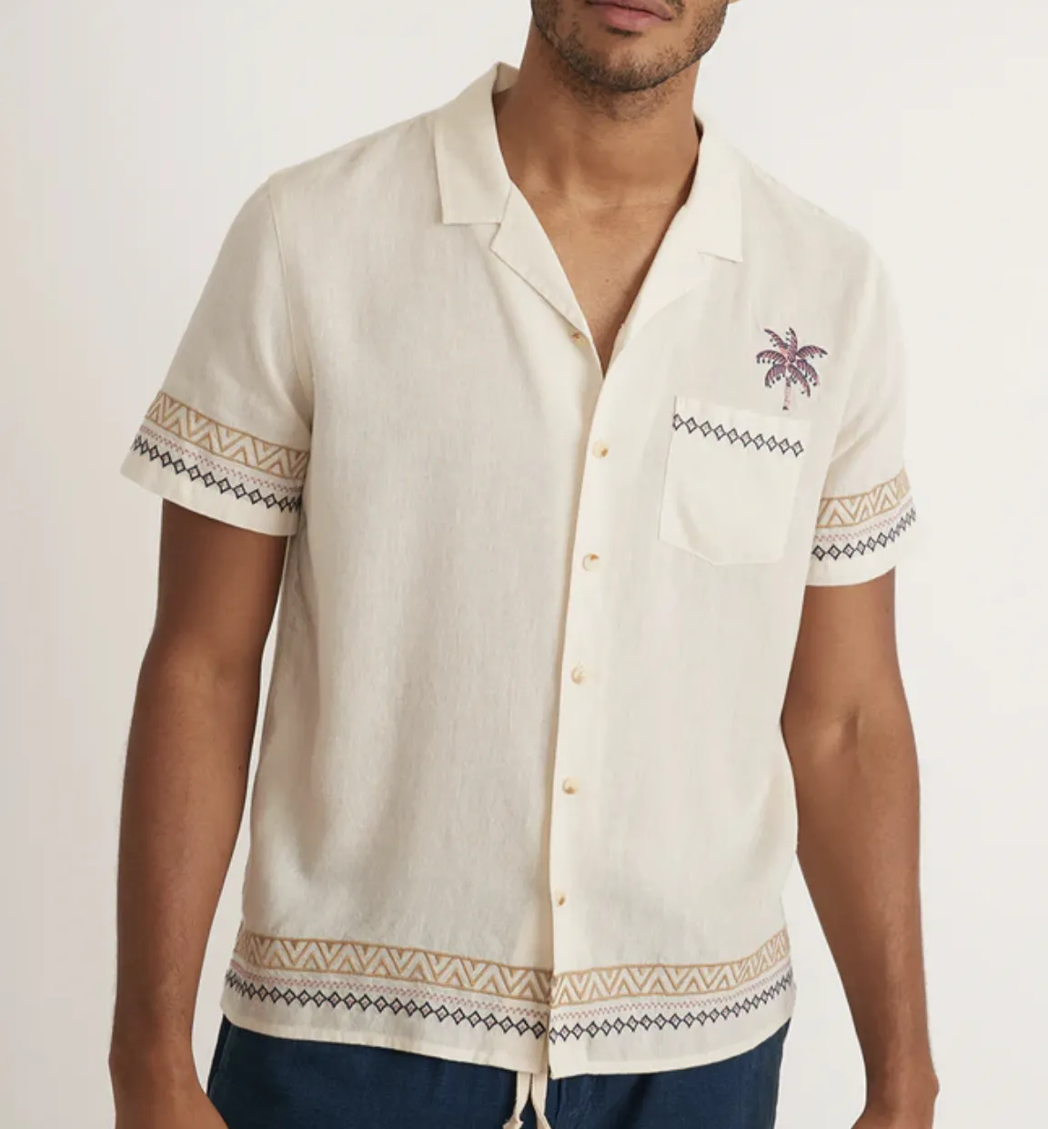 Embroidered Resort Shirt - Cream