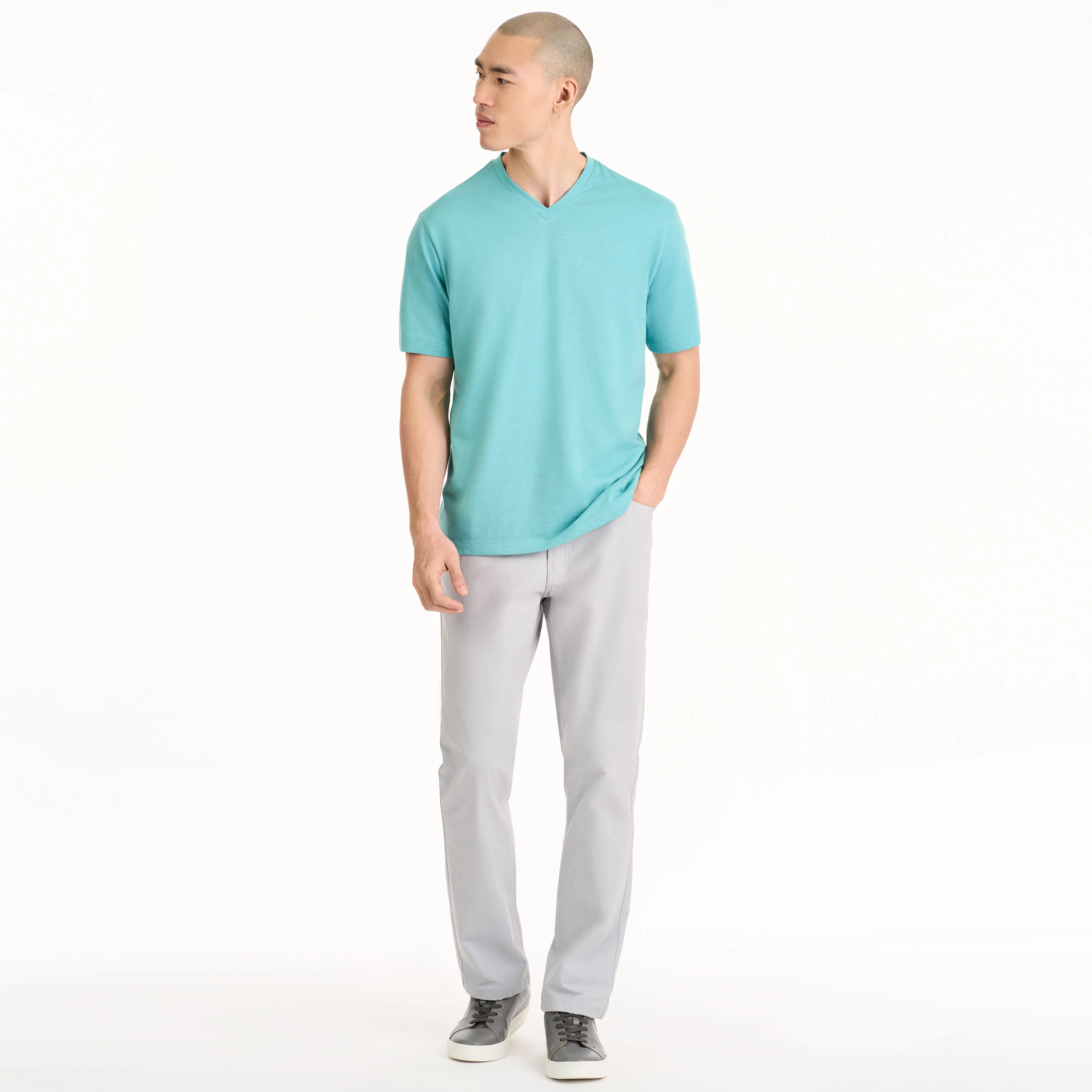 Essential Stain Shield V-Neck Short Sleeve Basic Tee Shirt