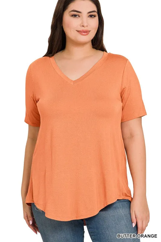 Essential V Neck Scoop Tee in Sky Blue