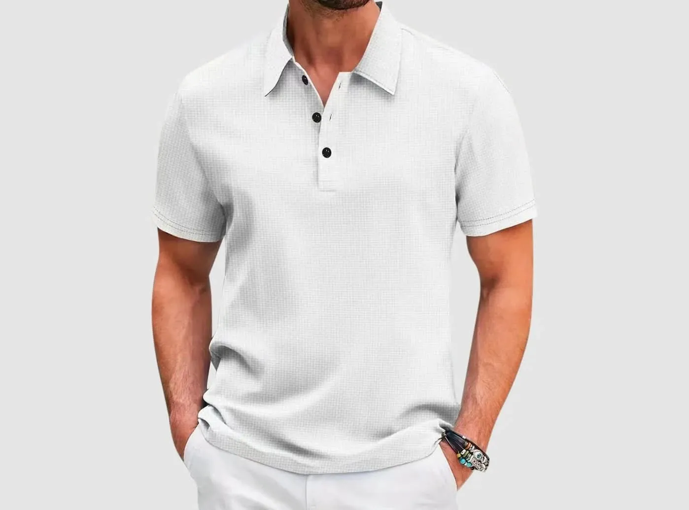 FitVille Men's Breathable Mesh Polo Shirt