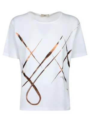 Foil Print  White-Bronze T-Shirt