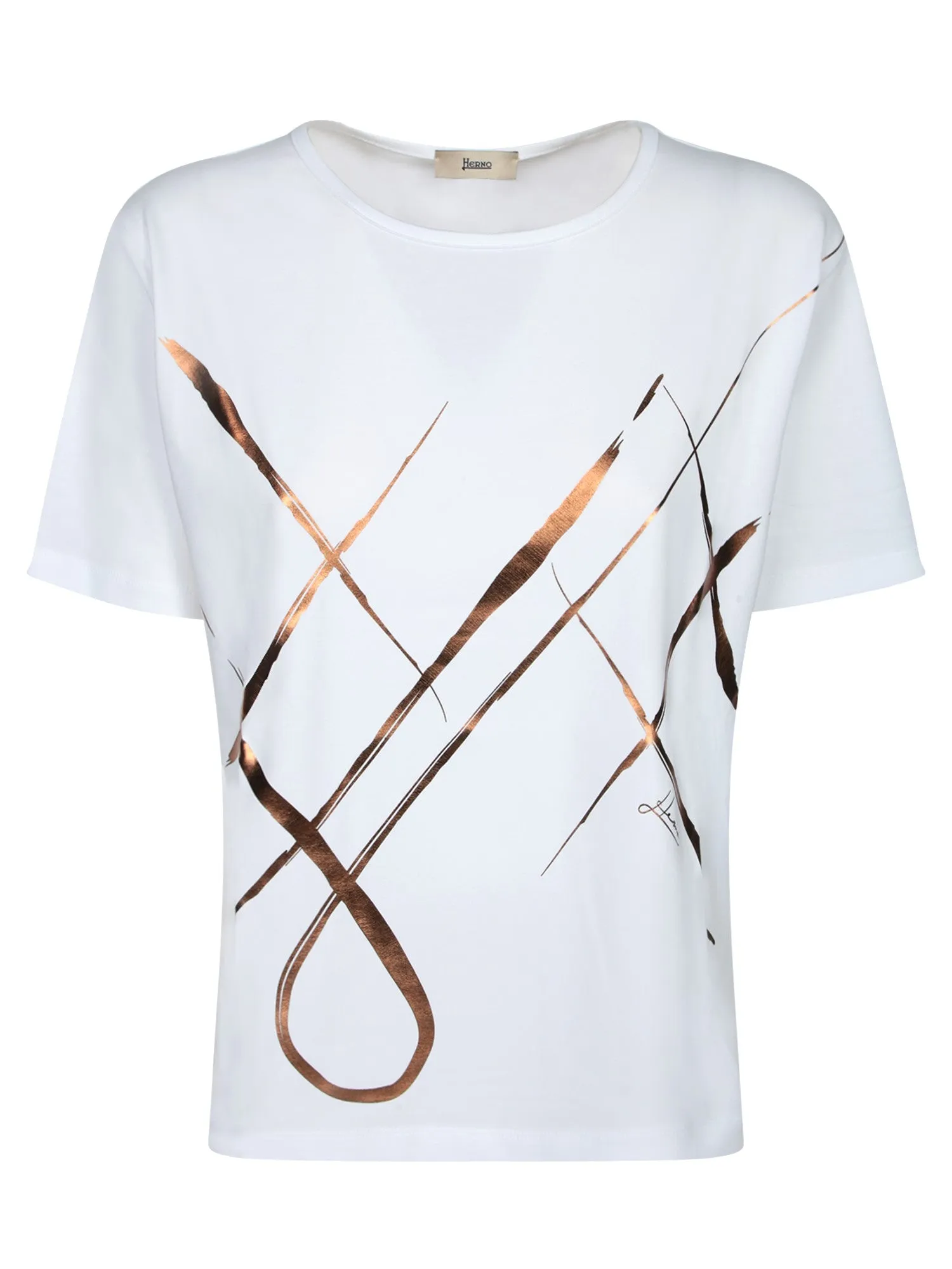 Foil Print  White-Bronze T-Shirt